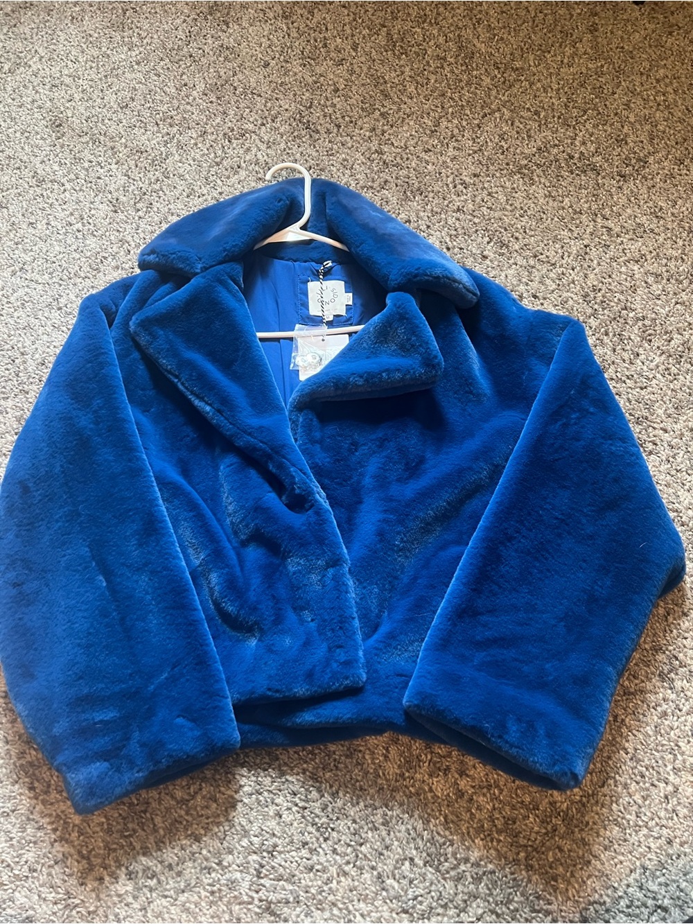 NWT Plush Faux-Fur Jacket - Royal Blue